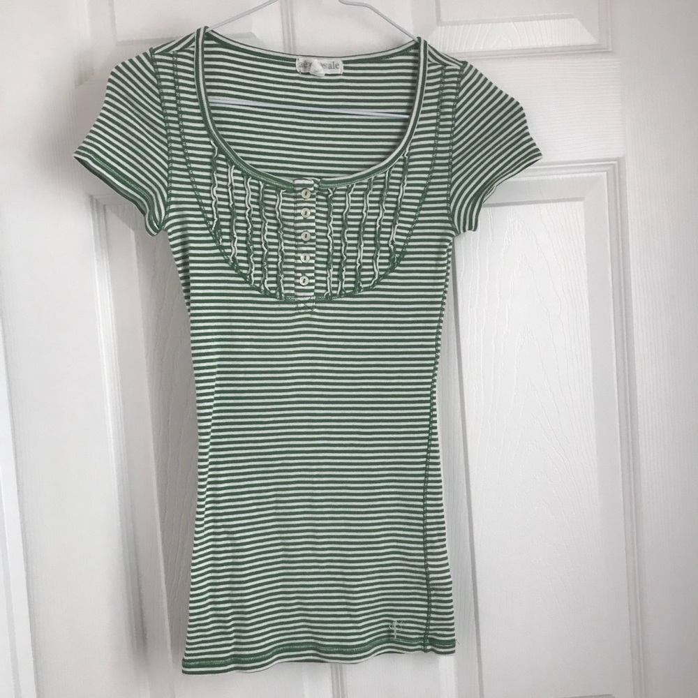 Aeropostale Green Striped Shirt